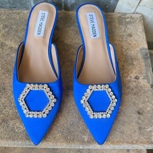 Steve Madden Blue Embellished Women's Mules